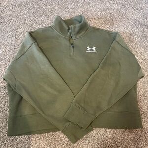 Under Armour Women’s Olive Zip-Up Sweater Slightly Cropped